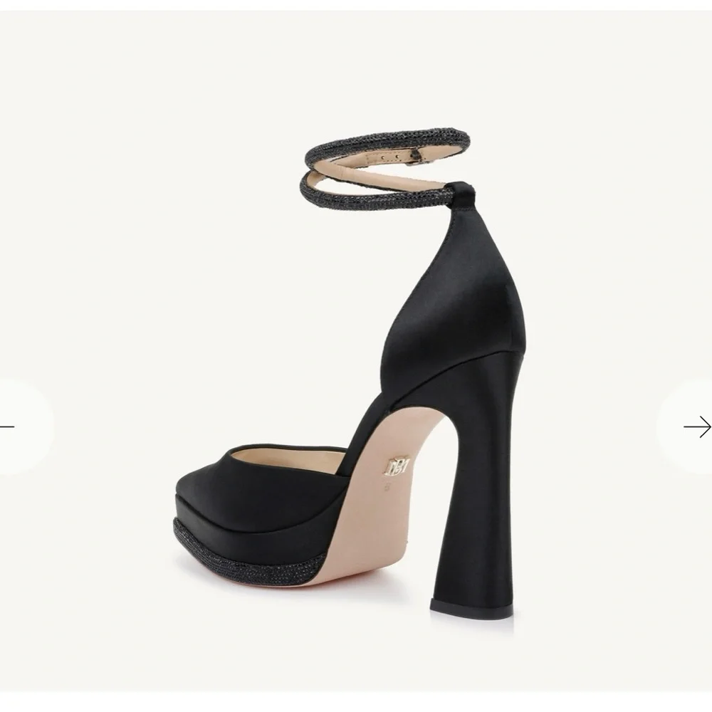 Badgley Mischka Black Ankle Strap Heels - Picture 3 of 4